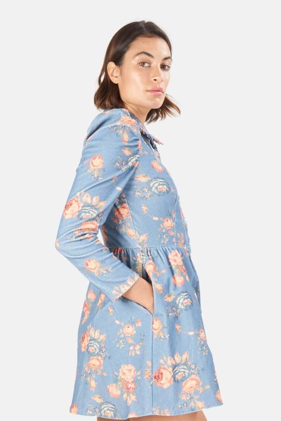  러브쉐이크팬시 숏 원피스 러브 쉑 팬시 베이어스 드레스 페이디드 데님 - LOVESHACKFANCY