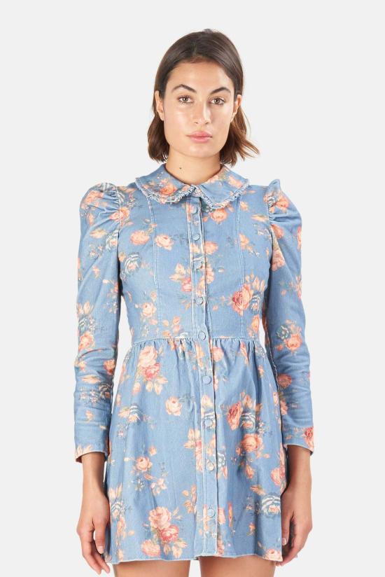  러브쉐이크팬시 숏 원피스 러브 쉑 팬시 베이어스 드레스 페이디드 데님