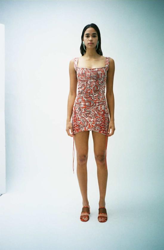  프리스카베라 숏 원피스 자카드 코르셋 미니 드레스 프린트 - PRISCAVERA