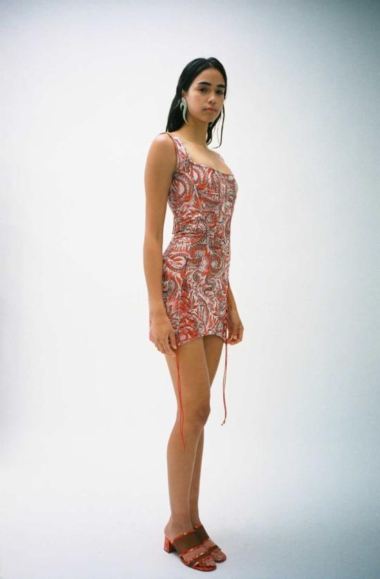  프리스카베라 숏 원피스 자카드 코르셋 미니 드레스 프린트 - PRISCAVERA