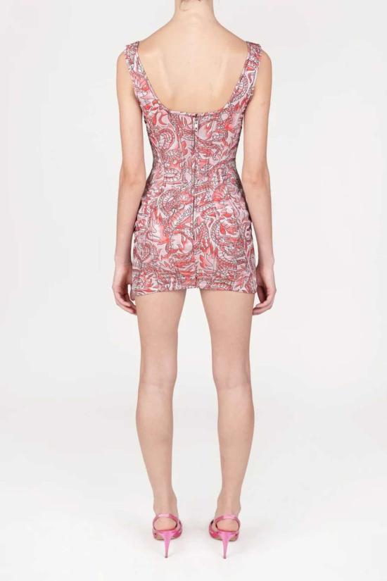  프리스카베라 숏 원피스 자카드 코르셋 미니 드레스 프린트 - PRISCAVERA