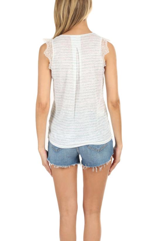  마제스틱필라쳐 민소매 티셔츠 Majestic Filatures 리넨 레이스 V넥 탱크 블랑 - MAJESTIC FILATURES