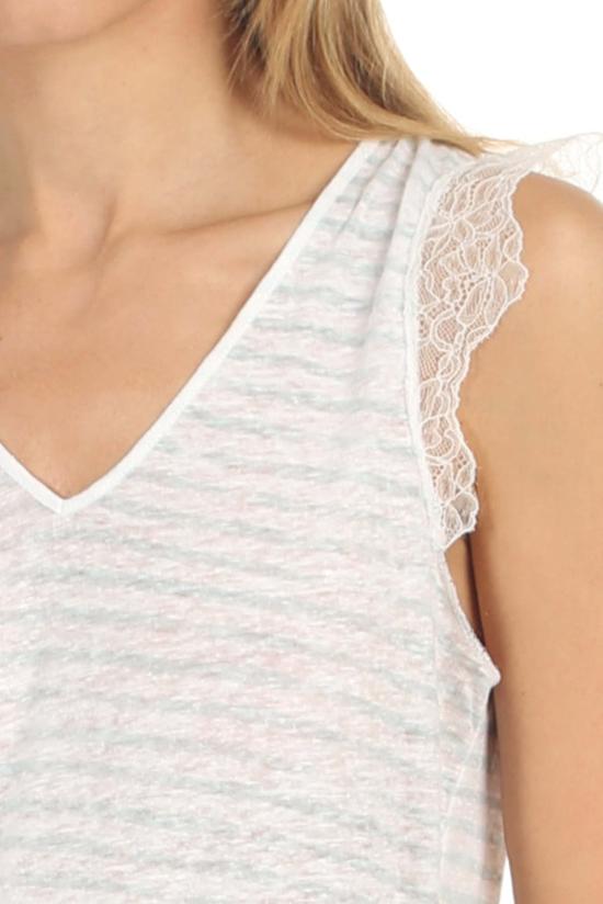  마제스틱필라쳐 민소매 티셔츠 Majestic Filatures 리넨 레이스 V넥 탱크 블랑 - MAJESTIC FILATURES
