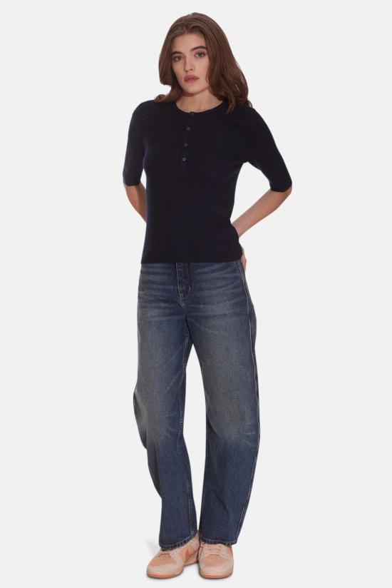  더 타일 클럽 긴팔 티셔츠 타일 클럽 엘사 반팔 헨리 네이비 - THE TILE CLUB