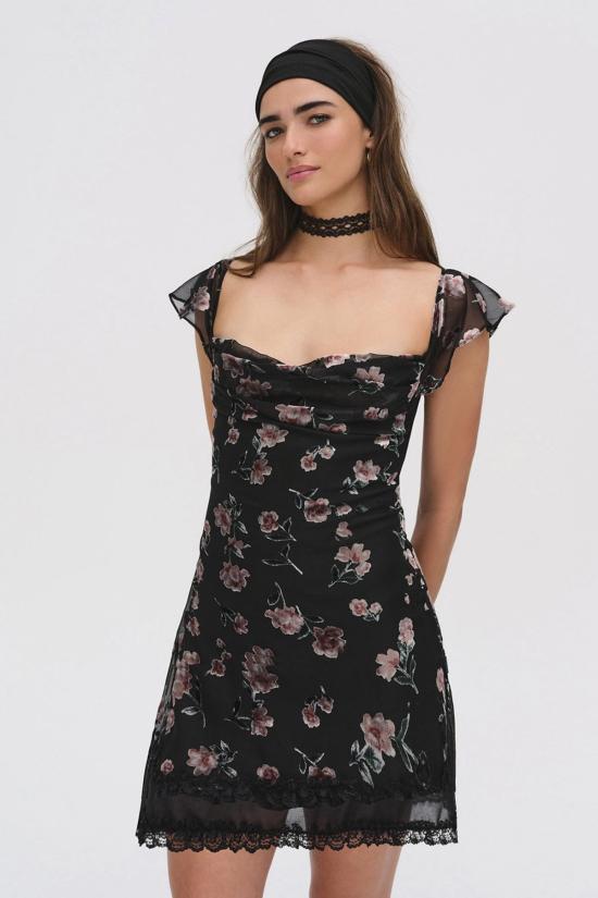  포러브앤레몬스 숏 원피스 For Love & Lemons Aigrette 미니 드레스 블랙 - FOR LOVE & LEMONS