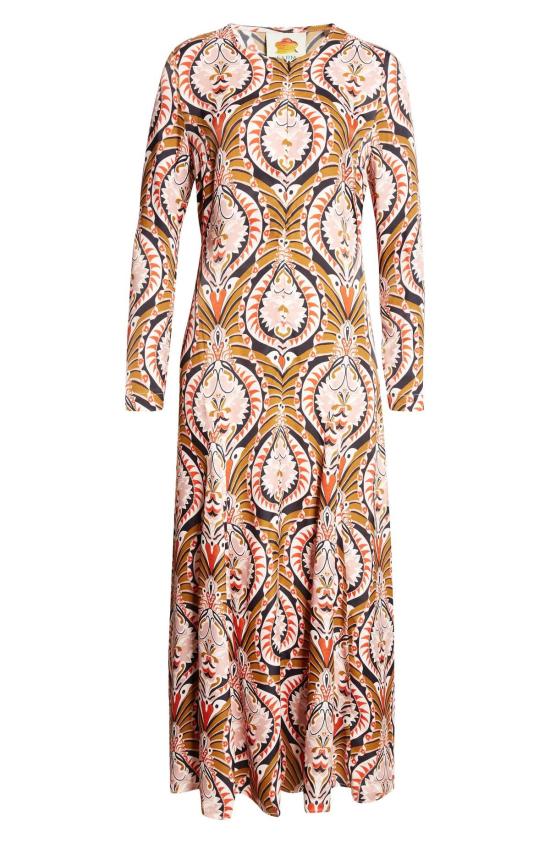  팜 리오 롱 원피스 미디 드레스 파인애플 주얼리 멀티컬러