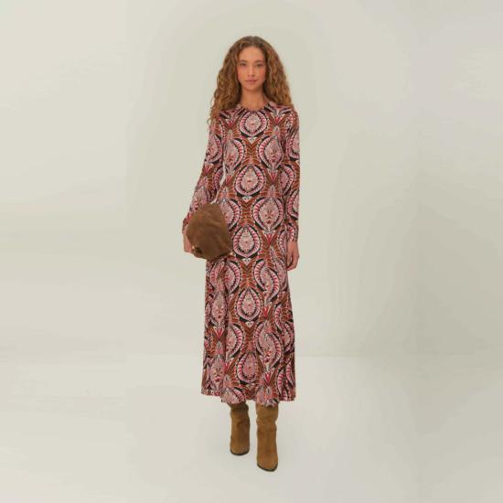  팜 리오 롱 원피스 미디 드레스 파인애플 주얼리 멀티컬러 - FARM RIO