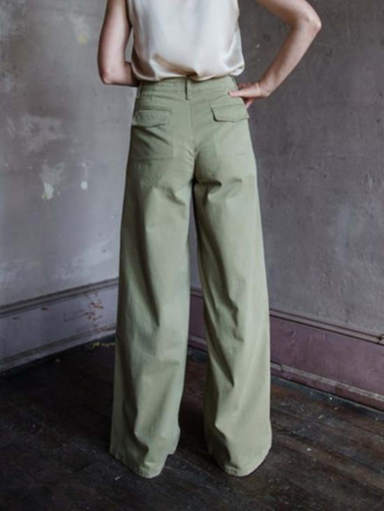  랙앤본 스트레이트 팬츠 Rag & Bone Sofie 와이드 레그 치노 팬츠 카키 - RAG & BONE