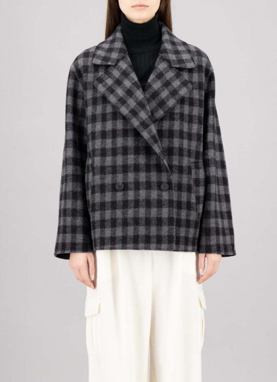  해리스와프런던 코트 해리스 워프 런던 크롭 아웃도어 깅엄 재킷 그레이/블랙