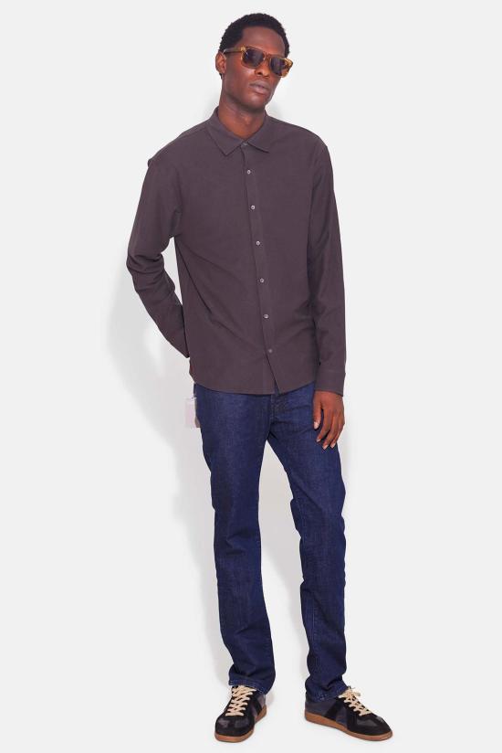  Blue&Cream 긴팔 셔츠 블루&크림 드레 피케 버튼업  워시드 다크 그레이 - BLUE&CREAM