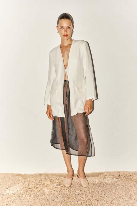  다두라 미디 스커트 다투라 오간자 유도 스커트 블랙 - DATURA