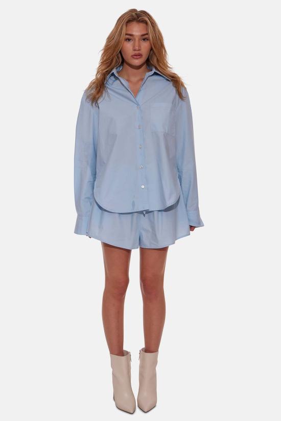  블루&크림 셔츠 포피 버튼다운 팝린 셔츠 블루