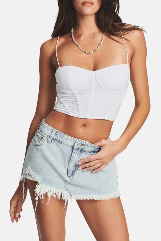  세로야 민소매 티셔츠 Ser.O.Ya 비브 코르셋 탑 화이트