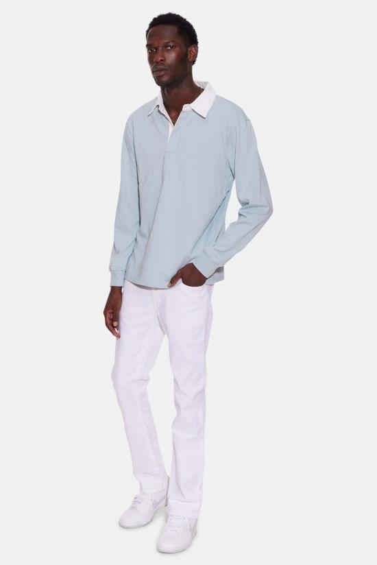  Blue&Cream 폴로 티셔츠 블루&크림 솔리드 럭비 유칼립투스/화이트 칼라 - BLUE&CREAM