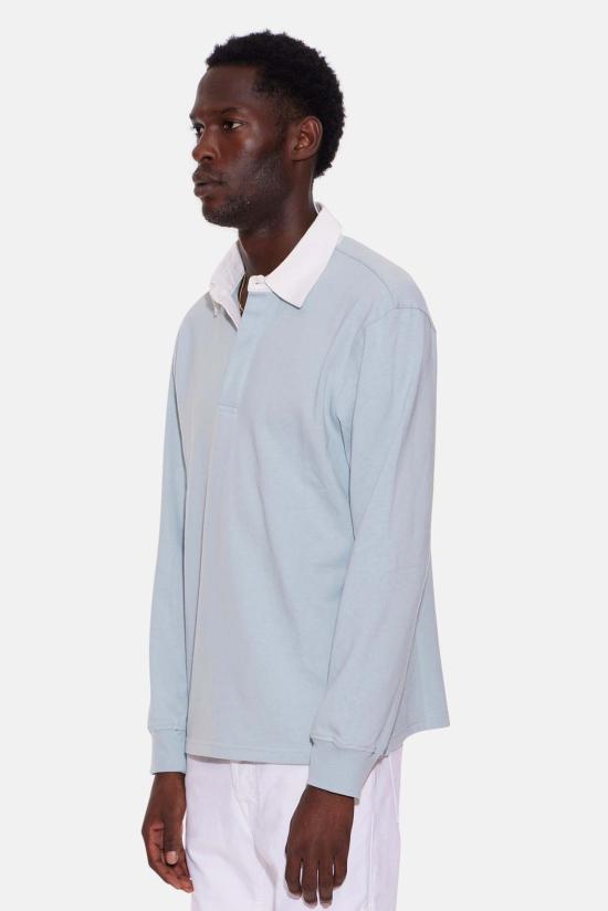  Blue&Cream 폴로 티셔츠 블루&크림 솔리드 럭비 유칼립투스/화이트 칼라 - BLUE&CREAM