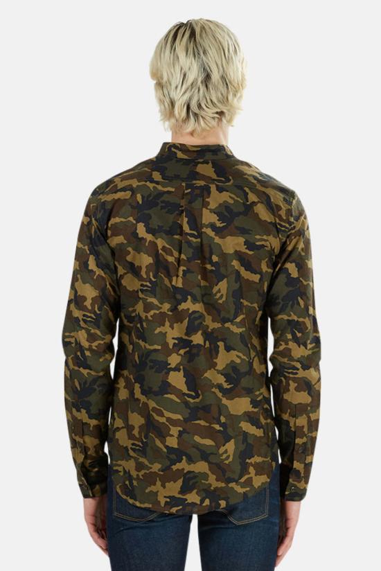  Blue&Cream 긴팔 셔츠 블루&크림 만다린 버튼 다운 카모 - BLUE&CREAM