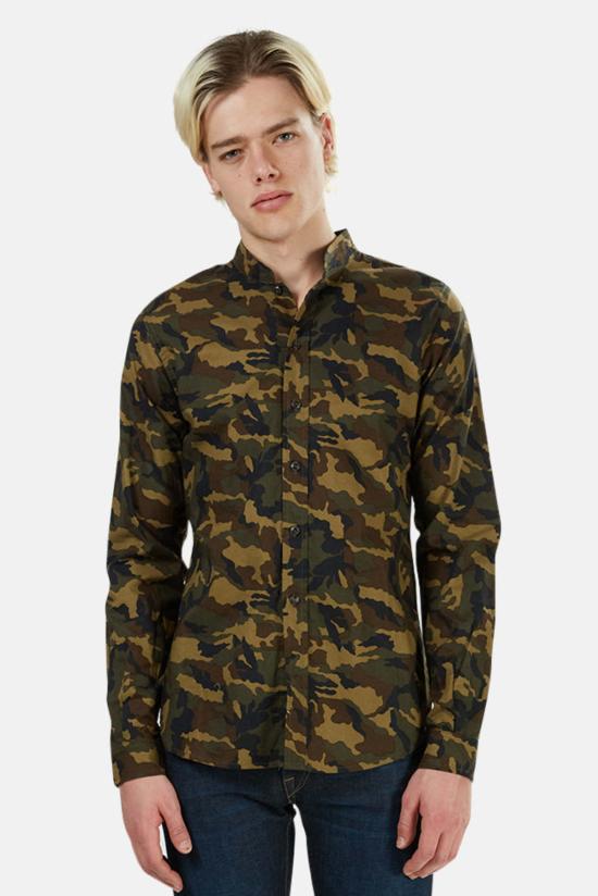  Blue&Cream 긴팔 셔츠 블루&크림 만다린 버튼 다운 카모