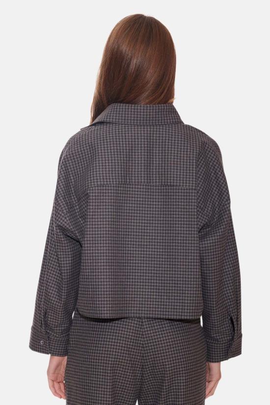  The Tile Club 후드 티셔츠 타일 클럽 샤또 트윌 크롭 셔츠 차콜 깅엄 - THE TILE CLUB