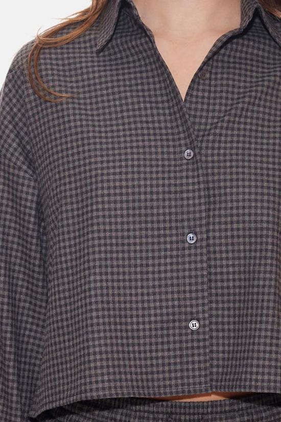  The Tile Club 후드 티셔츠 타일 클럽 샤또 트윌 크롭 셔츠 차콜 깅엄 - THE TILE CLUB