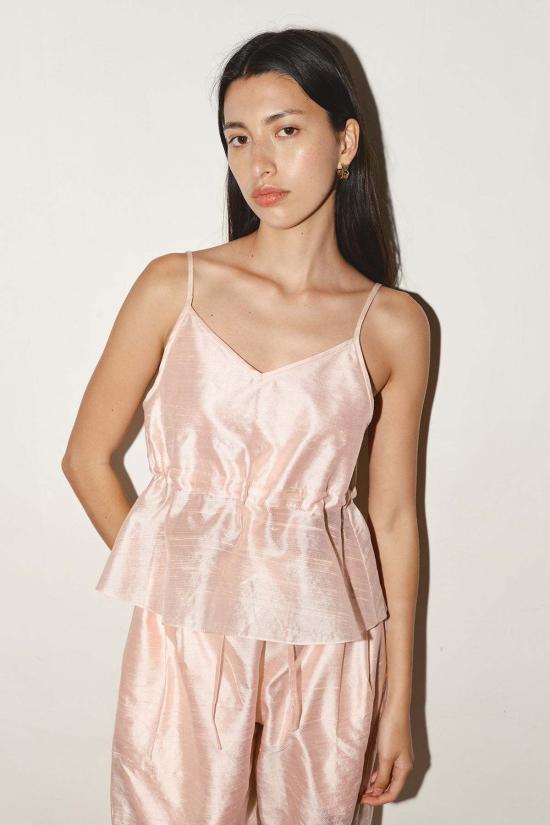  다두라 민소매 티셔츠 다투라 듀피온 스크런치 탑 로즈 쿼츠