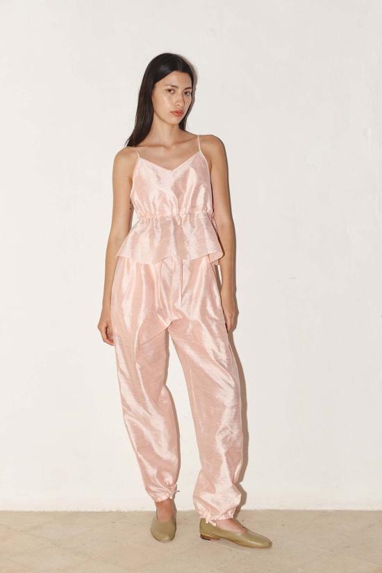  다두라 민소매 티셔츠 다투라 듀피온 스크런치 탑 로즈 쿼츠 - DATURA