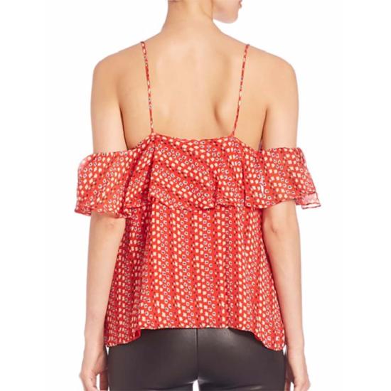  타냐 테일러 셔츠 Tanya Taylor Chiara 실크 캐미탑 레드 플로럴 - TANYA TAYLOR