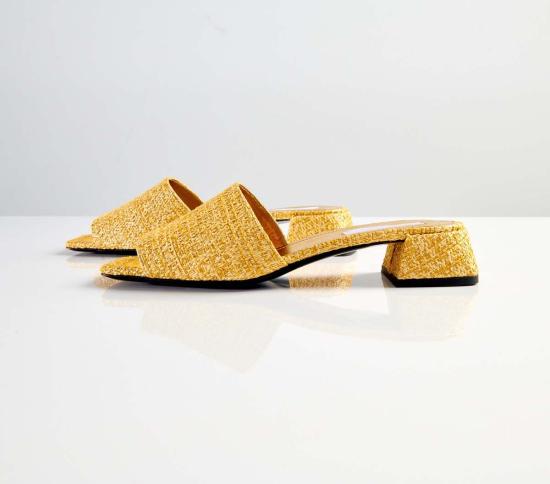 수잔 레이 뮬/슬리퍼 심플 슬라이드 골드 서머 트위드 - SUZANNE RAE