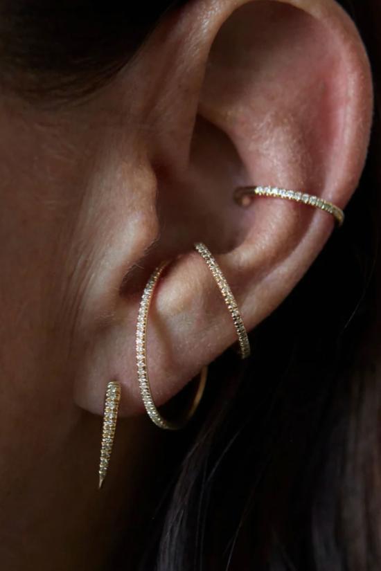  가브리엘라 아티가스 이어링 가브리엘라 아르티가스 투스크 허기 W/ 화이트 파브 다이아몬드 14k 옐로우 골드