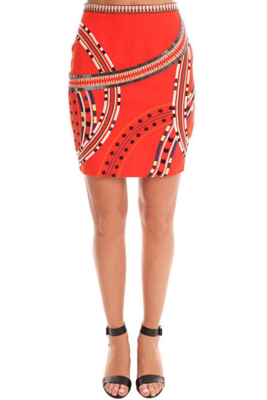  ELLE SASSON 숏 스커트 엘 사손 척 스커트 레드