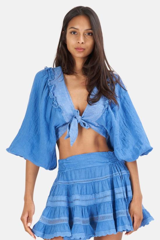  Sunday Saint-Tropez 반팔 티셔츠 선데이 생트로페 카멜리아 탑 블루