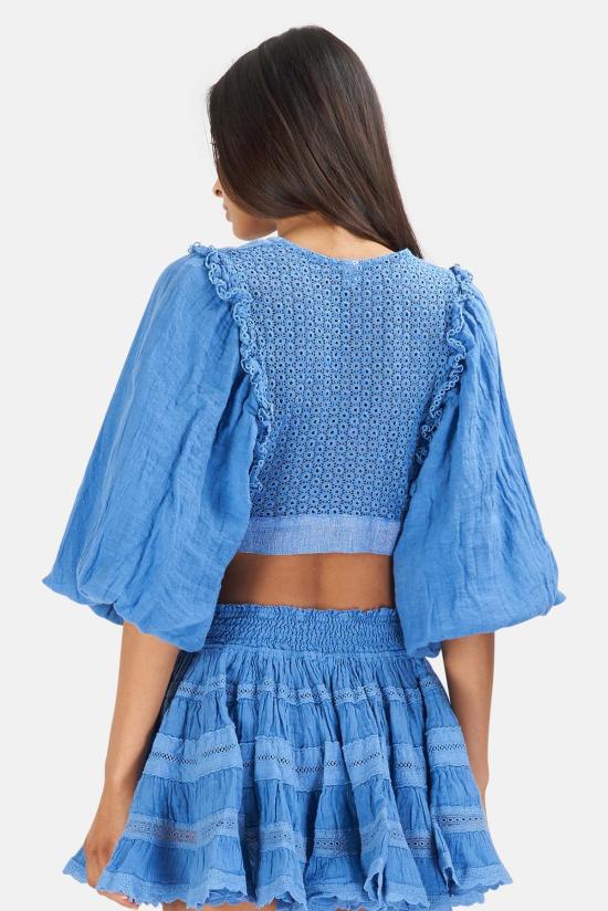  Sunday Saint-Tropez 반팔 티셔츠 선데이 생트로페 카멜리아 탑 블루 - SUNDAY SAINT-TROPEZ