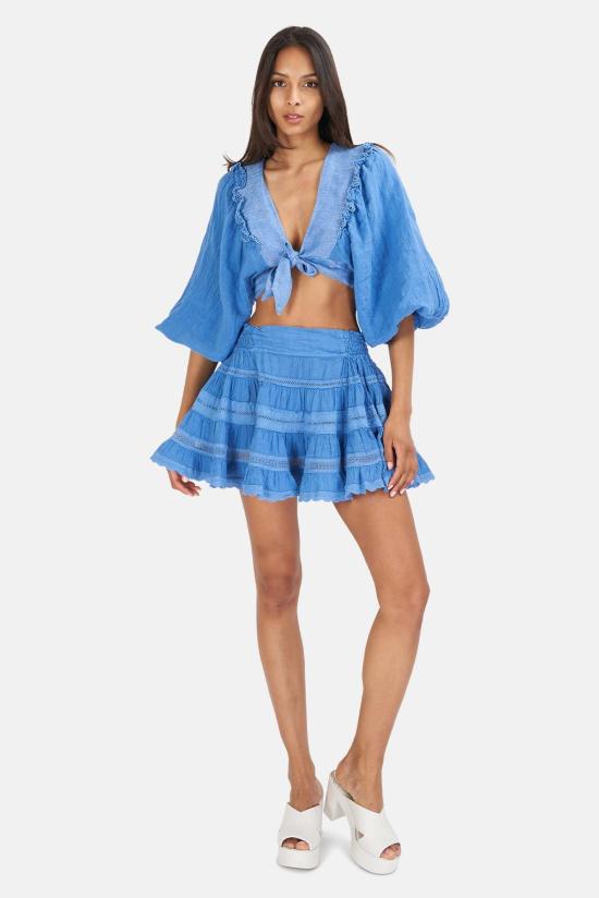  Sunday Saint-Tropez 반팔 티셔츠 선데이 생트로페 카멜리아 탑 블루 - SUNDAY SAINT-TROPEZ