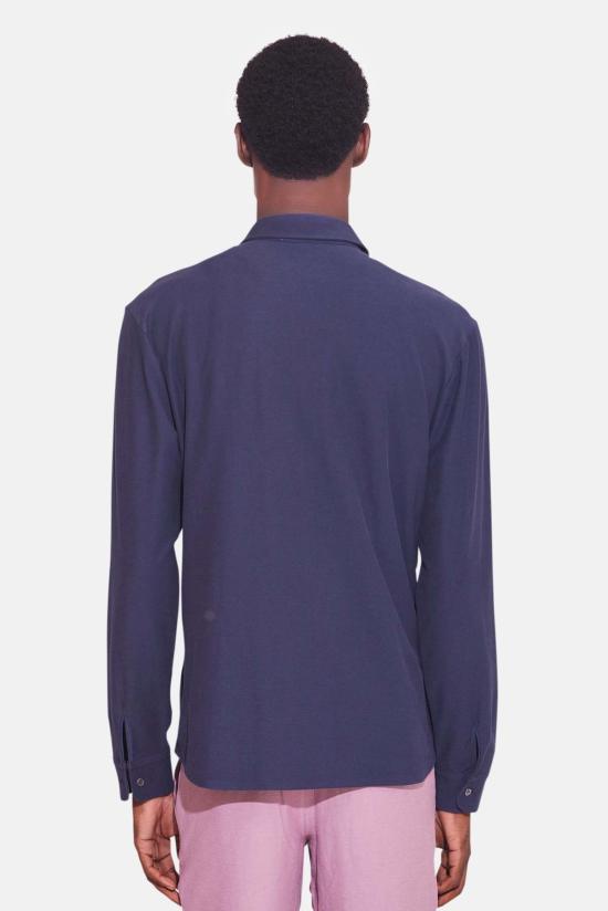  Blue&Cream 긴팔 셔츠 블루&크림 드레 피케 버튼업  워시드 네이비 - BLUE&CREAM