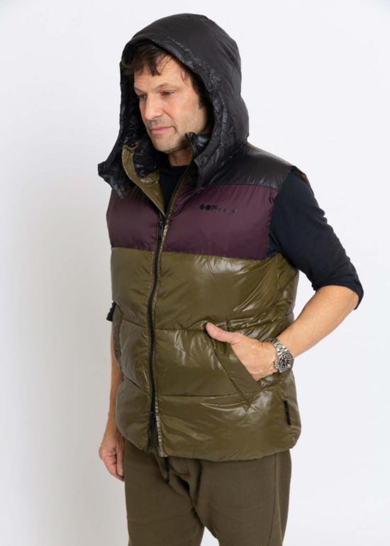  OOFWear Oof Wear 남성용 블랙 후드 나일론 조끼 플럼/블랙