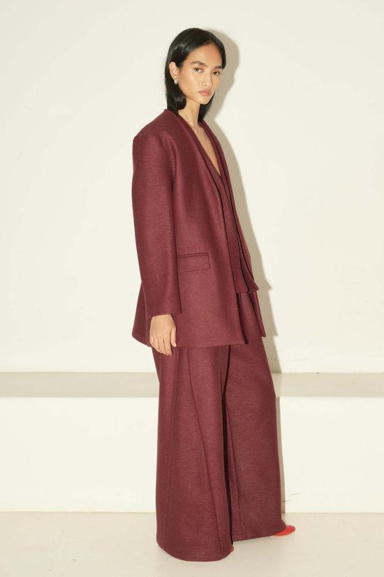  다두라 스트레이트 팬츠 다투라 헤비 보일드 울 유도 팬츠 버건디 - DATURA