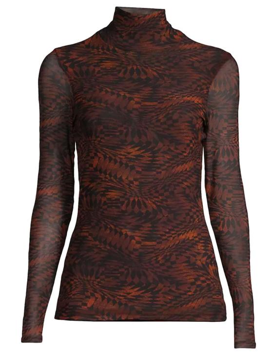  조니 와스 긴팔 티셔츠 Johnny Was Women Loreto 메시 티셔츠 기하학적 - JOHNNY WAS