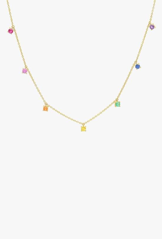  에리네스 목걸이/팬던트 레인보우 챠밍 네크리스 14K 골드 네크리스