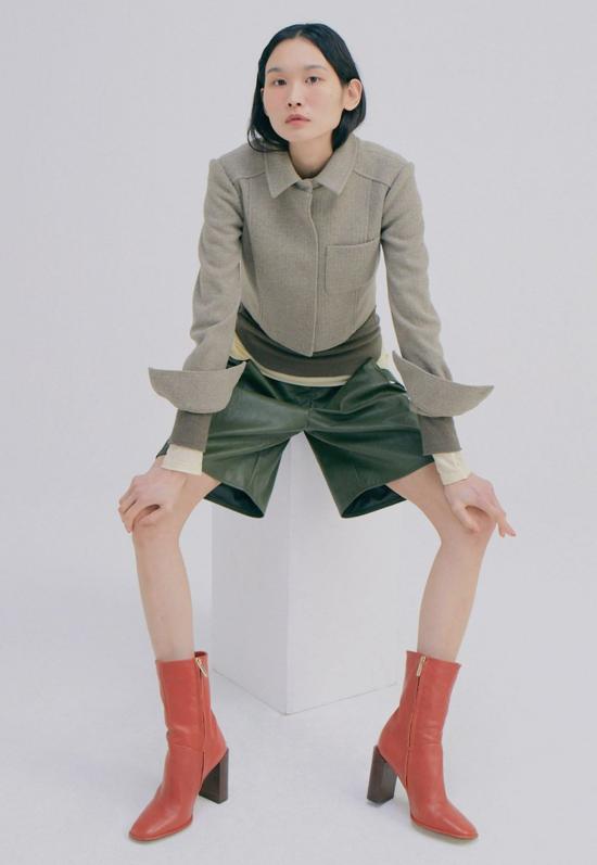  WNDERKAMMER 자켓 Wnderkammer 니트 크롭 재킷 라이트 카키 - OTHER BRANDS