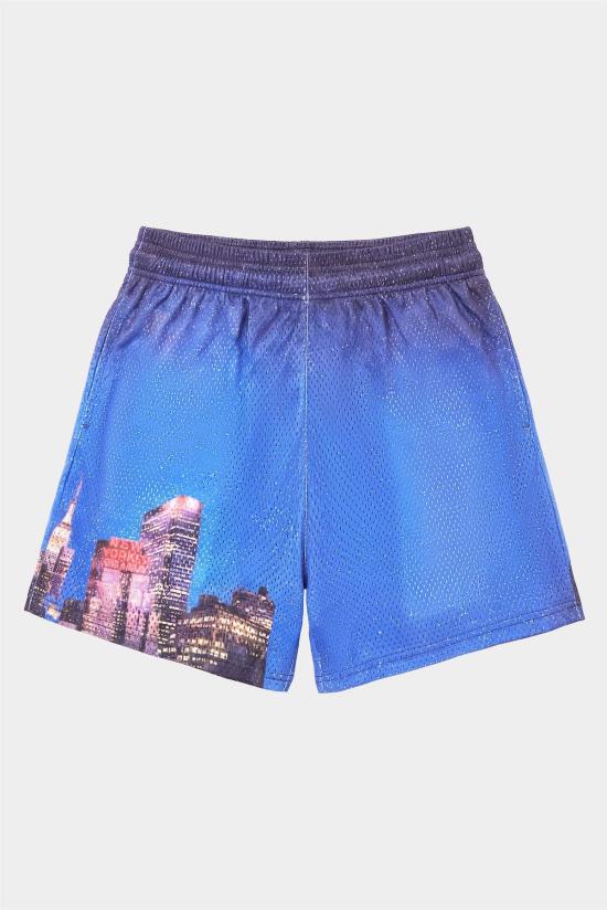  블루&크림 숏팬츠 Ny Skyline 메시 숏 네이비/블루