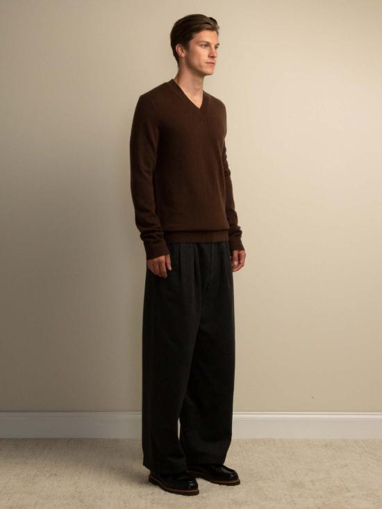 PURECASHMERE NYC 스웨터 퓨어캐시미어 NYC V넥  브라운 - OTHER BRANDS
