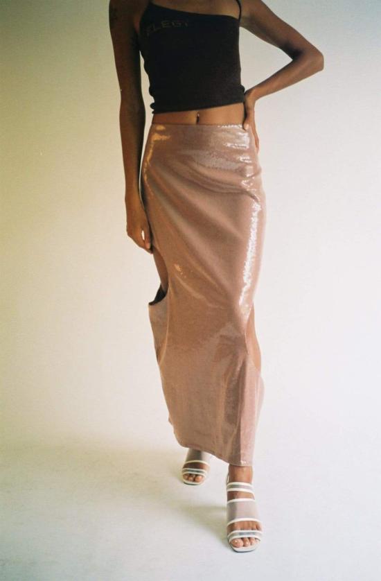  에크하우스 라타 롱 스커트 Eckhaus Latta Peek 스팽글 스커트 - ECKHAUS LATTA