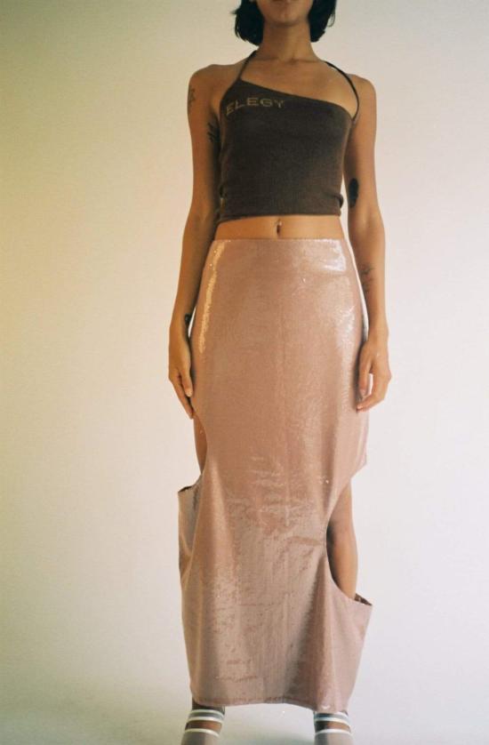  에크하우스 라타 롱 스커트 Eckhaus Latta Peek 스팽글 스커트 - ECKHAUS LATTA