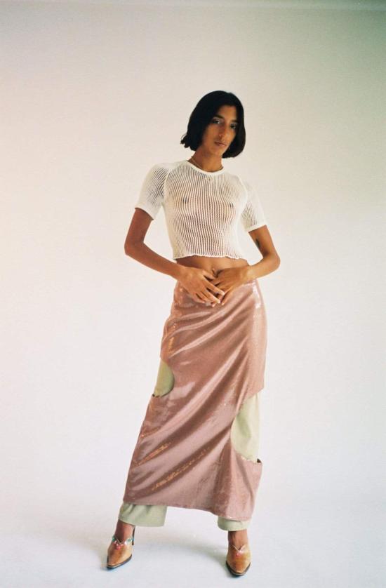  에크하우스 라타 롱 스커트 Eckhaus Latta Peek 스팽글 스커트 - ECKHAUS LATTA