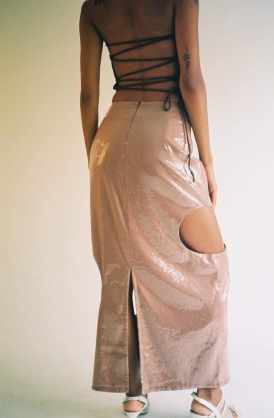  에크하우스 라타 롱 스커트 Eckhaus Latta Peek 스팽글 스커트 - ECKHAUS LATTA