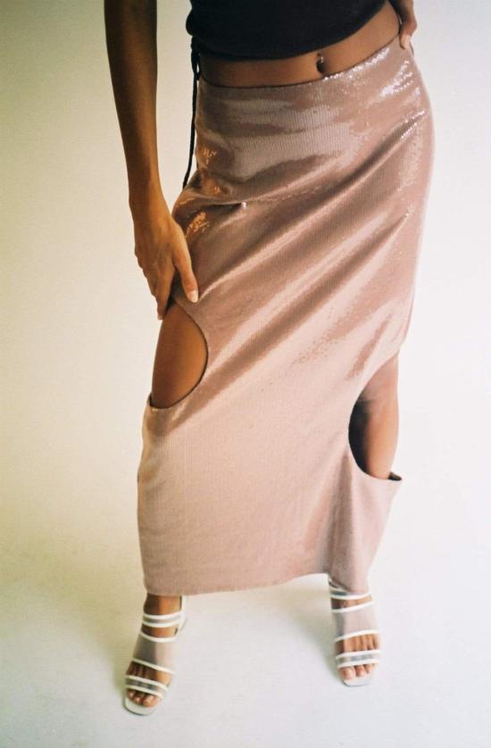  에크하우스 라타 롱 스커트 Eckhaus Latta Peek 스팽글 스커트 - ECKHAUS LATTA