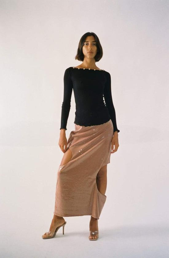  에크하우스 라타 롱 스커트 Eckhaus Latta Peek 스팽글 스커트