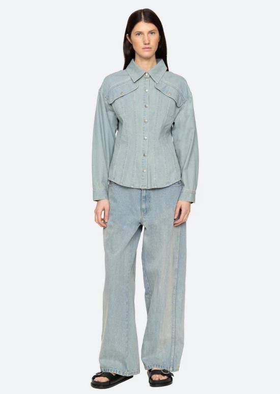  씨뉴욕 데님 팬츠 씨뉴 엘레나 진 라이트 블루