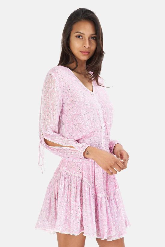  선데이 세인트 트로페즈 숏 원피스 선데이 생트로페 엘레나 플라워 드레스 핑크 - SUNDAY SAINT-TROPEZ