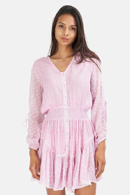  선데이 세인트 트로페즈 숏 원피스 선데이 생트로페 엘레나 플라워 드레스 핑크 - SUNDAY SAINT-TROPEZ