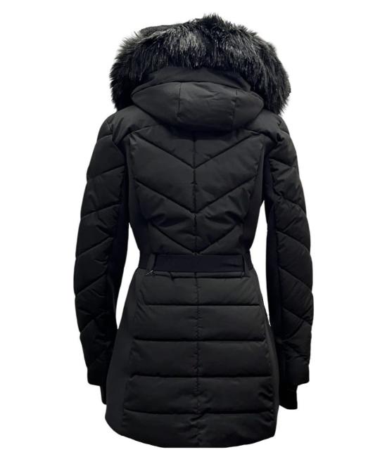  마이클 코어스 롱패딩 Michael Michael Kors 벨티드 셰브론 스쿠버 스트레치 퀼팅 코트 블랙 - MICHAEL KORS